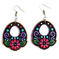 Aretes Ovalo Flor Profunda