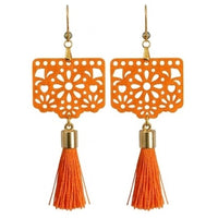 Aretes papel picado con borla