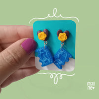Aretes día de muertos corazón y papel picado
