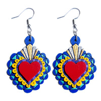 Aretes Sagrado Corazón Azul