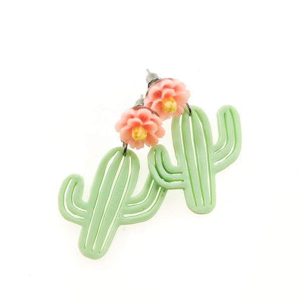 Aretes cactus con flor