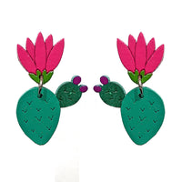 Aretes Nopal con flor móvil