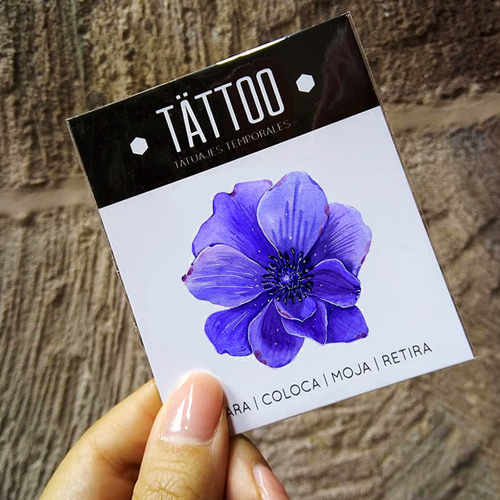 Tatuaje temporal "Flor azul"