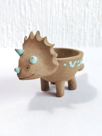 Maceta mini a color de cerámica "Triceratops"