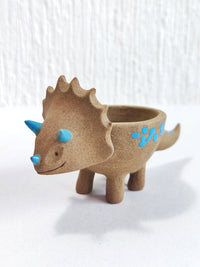 Maceta mini a color de cerámica "Triceratops"