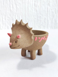 Maceta mini a color de cerámica "Triceratops"