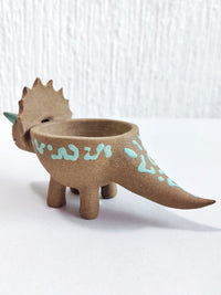 Maceta mini a color de cerámica "Triceratops"
