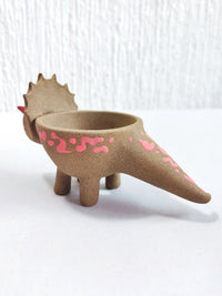 Maceta mini a color de cerámica "Triceratops"
