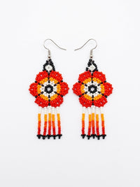 Aretes Flor roja/blanco