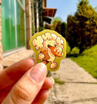 Sticker pelusa comiendo pan