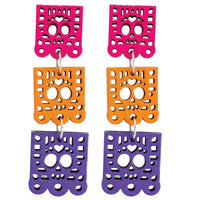 Aretes tres papeles con calavera
