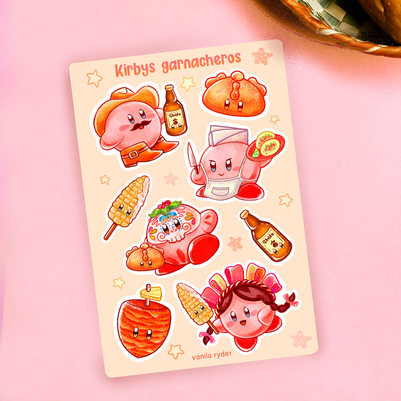 Planilla de stickers "Kirbys garnacheros"