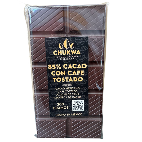 Barra de chocolate amargo y café