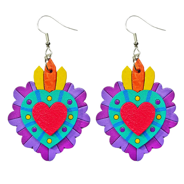 Aretes Corazón Sagrado Morado