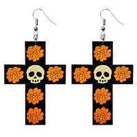 Cruz Calavera y cempasuchil