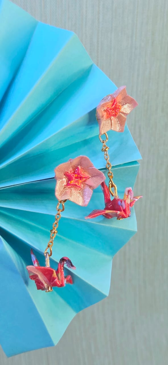 Aretes sakura grulla