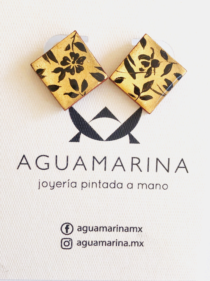 Aretes negros rombo chicos b