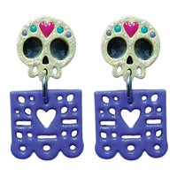 Aretes calavera y papel picado