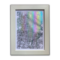 Cuadro con mapa metalizado de Ciudad de México Blanco iridiscente