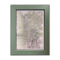 Cuadro con mapa metalizado de Ciudad de México Pistache