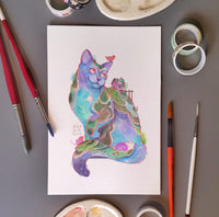 Print 1/2 carta "Gato casa 57"