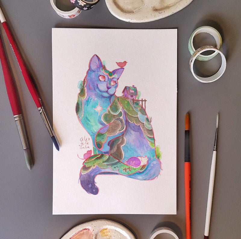 Print 1/2 carta "Gato casa 57"