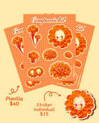 Planilla de stickers Kewpie Cempasúchil