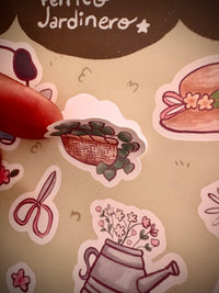 perrito jardinero planilla de stickers