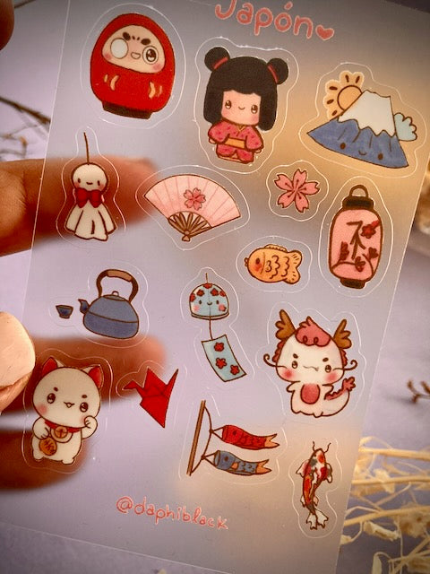 Japón stickers traslucidas