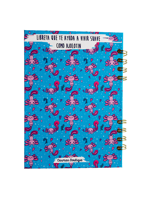 Libreta pasta dura ajolotes