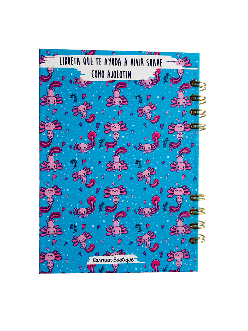 Libreta pasta dura ajolotes
