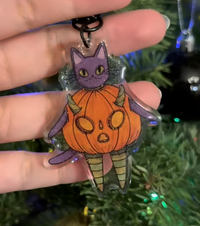 Llavero de Acrílico "Gato disfraz Calabaza"