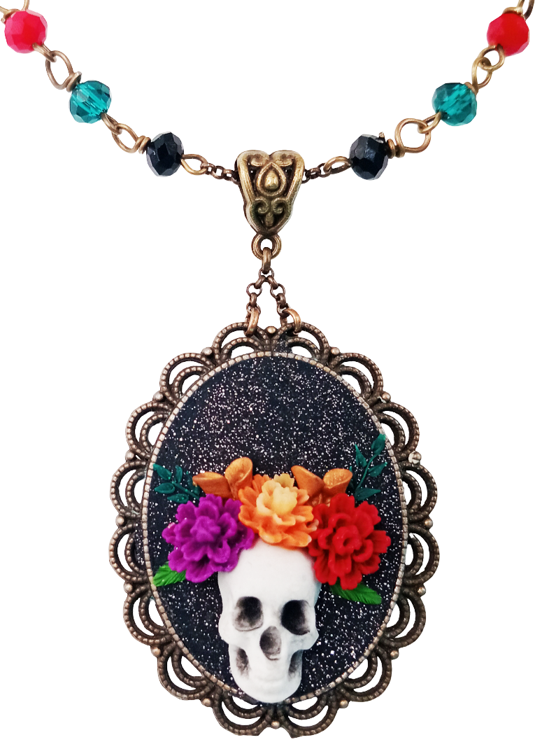 Medallón Calavera con flores