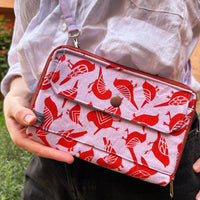 Mini o cartera pájaros rojo