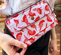 Mini o cartera pájaros rojo