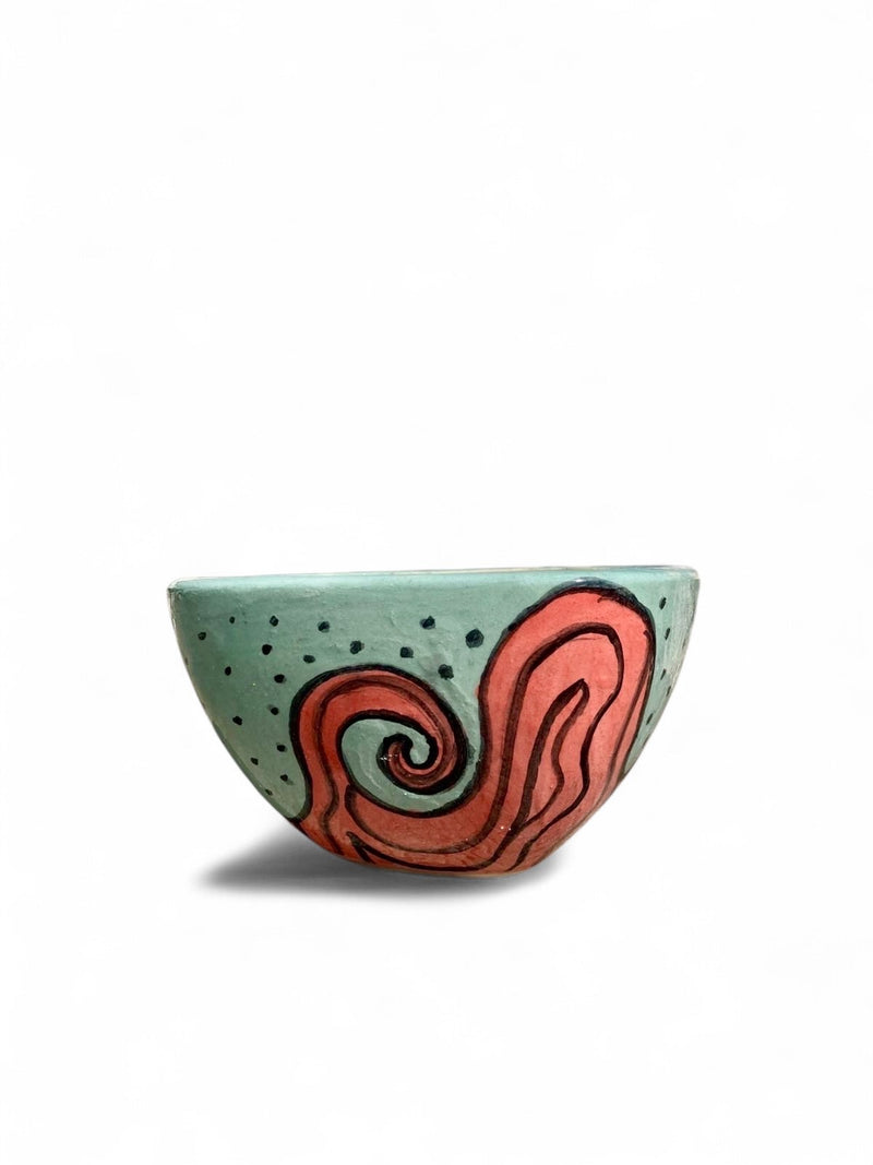 Maceta Petite Espirales rojo y menta
