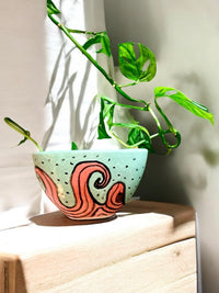 Maceta Petite Espirales rojo y menta