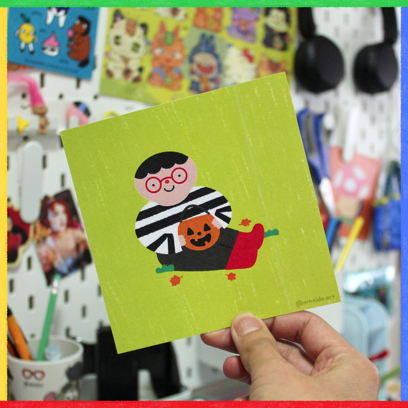 Mini print "Niño spooky verde"