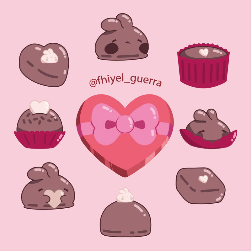 Pack de stickers "Caja choco-conejos"