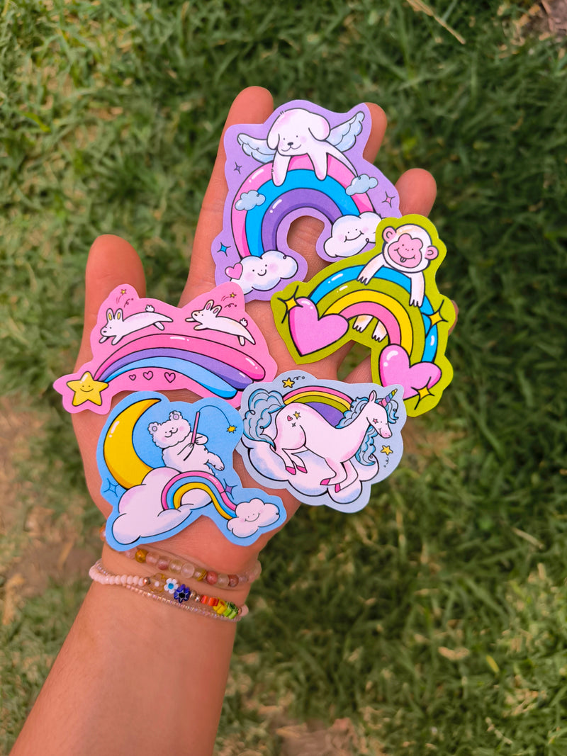 Paquete de stickers "Animalitos arcoíris"