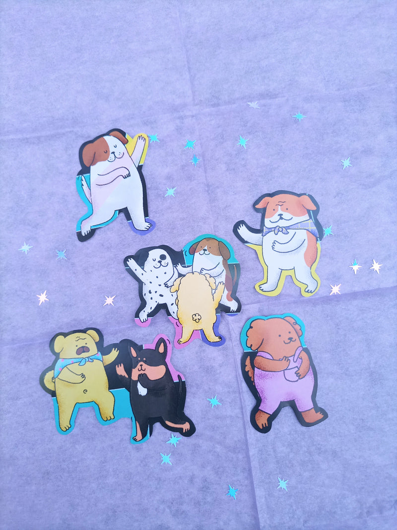 Paquete de stickers "Perritos bailarines"