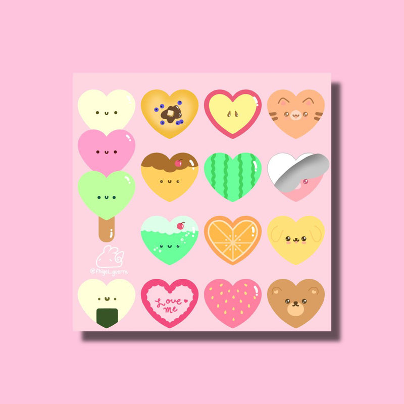 Planilla de stickers "Corazones de azucar"