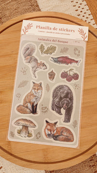Planilla de stickers "Animales del bosque"
