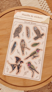 Planilla de stickers "Aves"