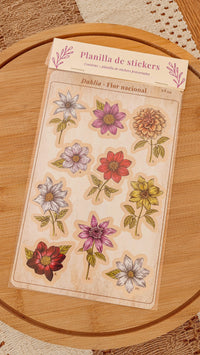 Planilla de stickers "Dalias"