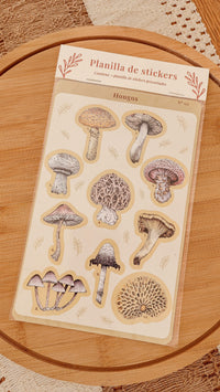 Planilla de stickers "Hongos"