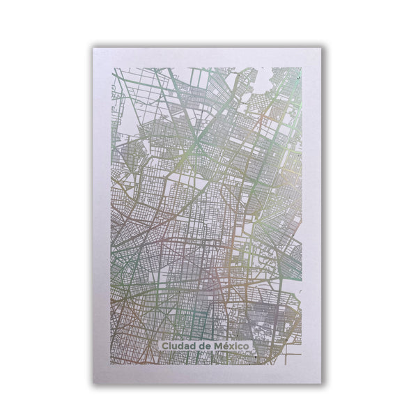 Print Mapa Metalizado Plata Ciudad de Mexico