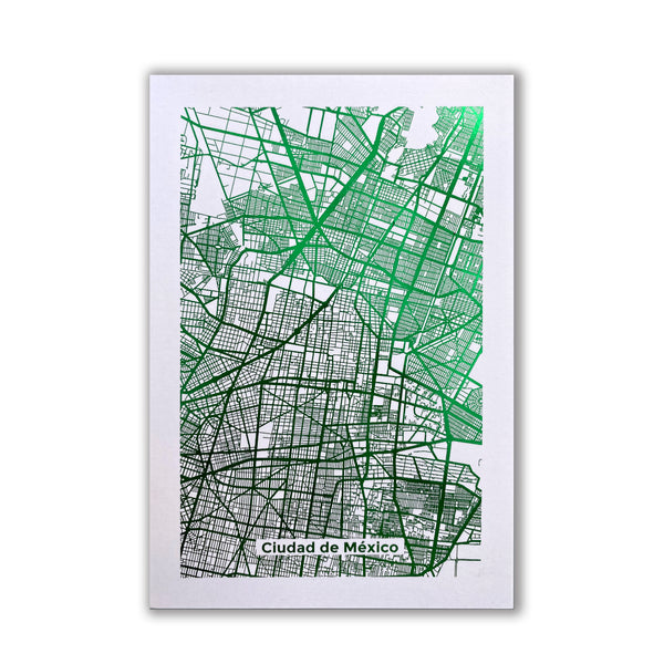 Print Mapa Metalizado Verde Ciudad de Mexico