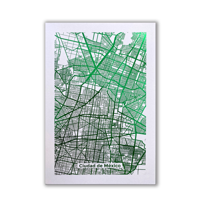 Print Mapa Metalizado Verde Ciudad de Mexico