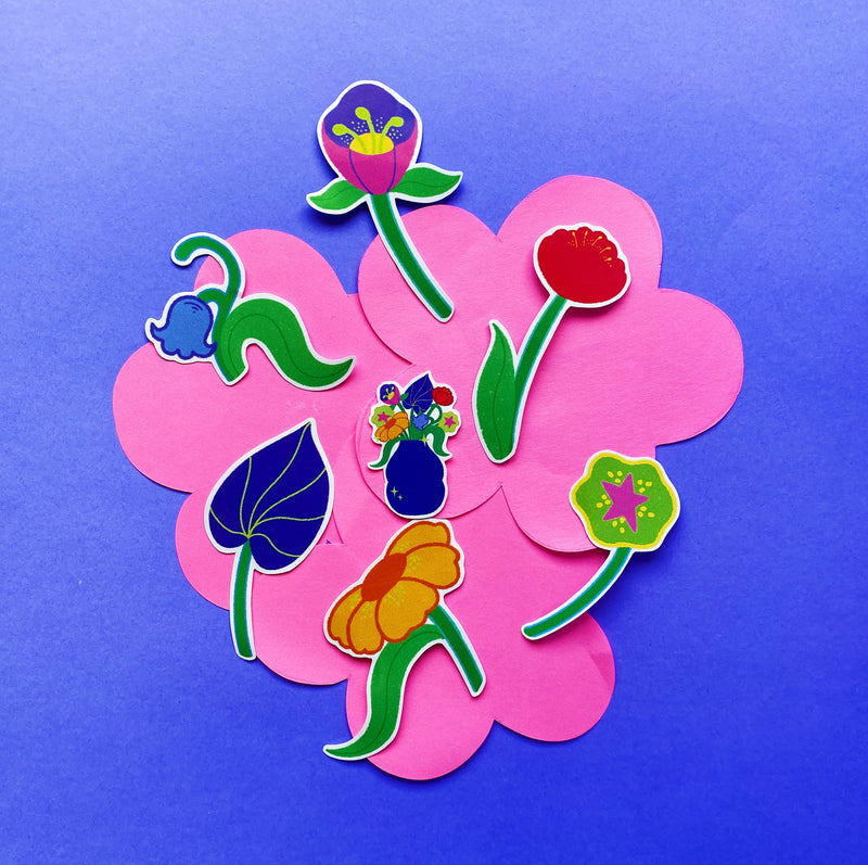 Set de stickers florales + mini stickers